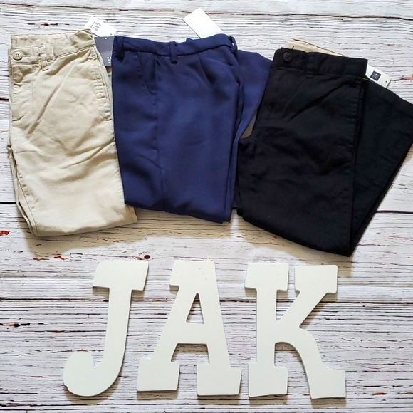 🆕️ GAP/H&M BOYS DRESS PANTS BUNDLE (KHAKI, BLACK & NAVY) 👦 - Picture 1 of 12